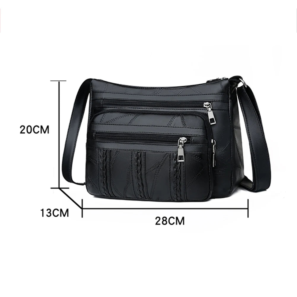 Braided Pocket Shoulder Bag PU Leather Clutch Totes