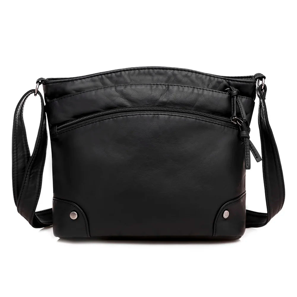 Soft Leather Multi-pocket Messenger Shoulder Tote Bag Large Capacity