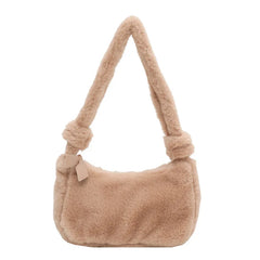Plush Soft Underarm Bag Women Fluffy Handbag Satchels