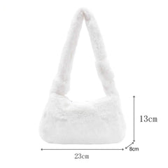 Plush Soft Underarm Bag Women Fluffy Handbag Satchels