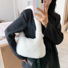 Plush Soft Shoulder Bag Women Fluffy Handbag Lady Travel Purse