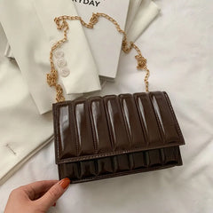 Small Chain Crossbody Bag PU Leather Shoulder Bag Summer Square Bag