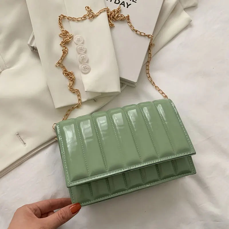 Small Chain Crossbody Bag PU Leather Shoulder Bag Summer Square Bag