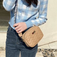 Square Shoulder Crossbody Bag Leather Woven Purse