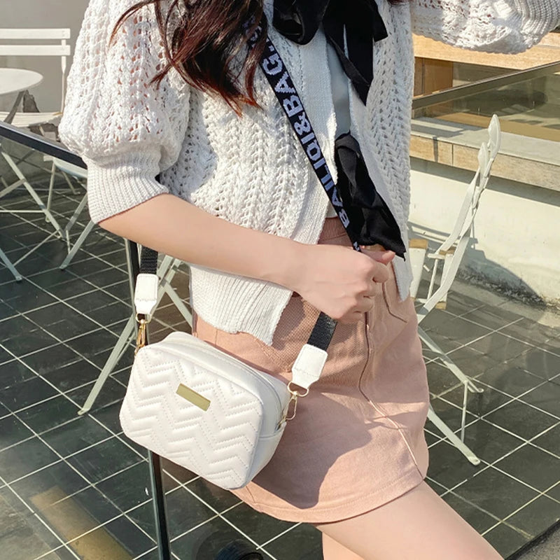 Square Shoulder Crossbody Bag Leather Woven Purse