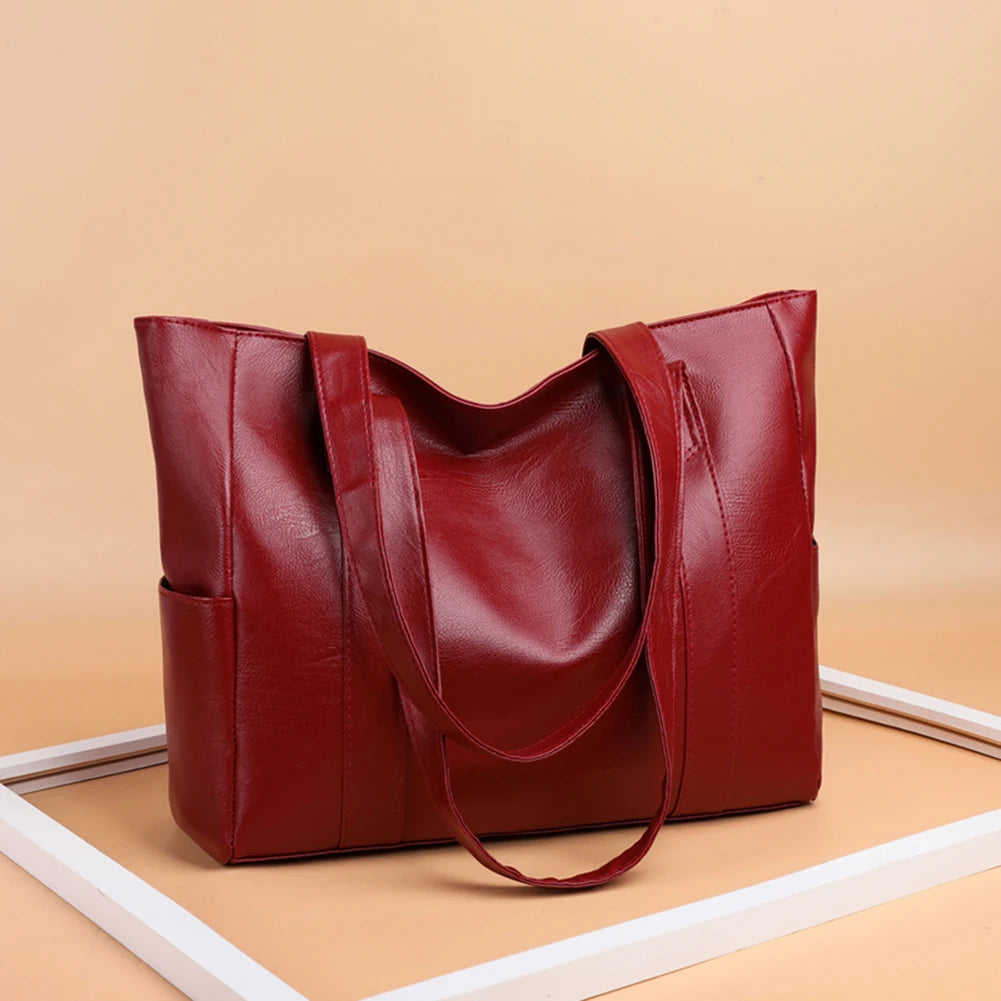 Solid Top-handle Bag PU Leather Shoulder Bags Satchel Street Handbag