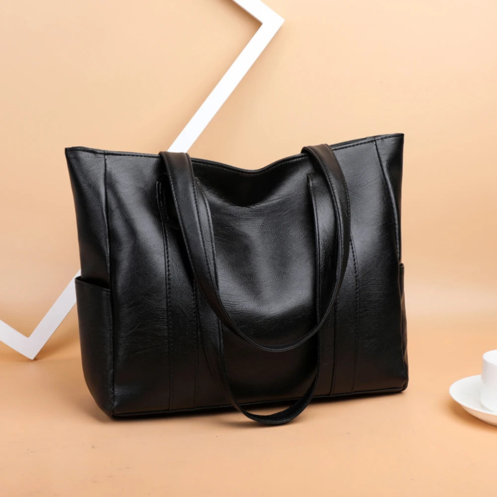 Solid Top-handle Bag PU Leather Shoulder Bags Satchel Street Handbag