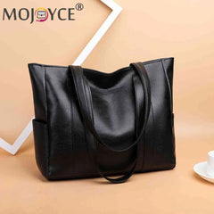 Solid Top-handle Bag Autumn PU Leather Shoulder Satchel Large Capacity