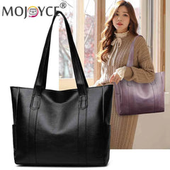 Solid Top-handle Bag Autumn PU Leather Shoulder Satchel Large Capacity