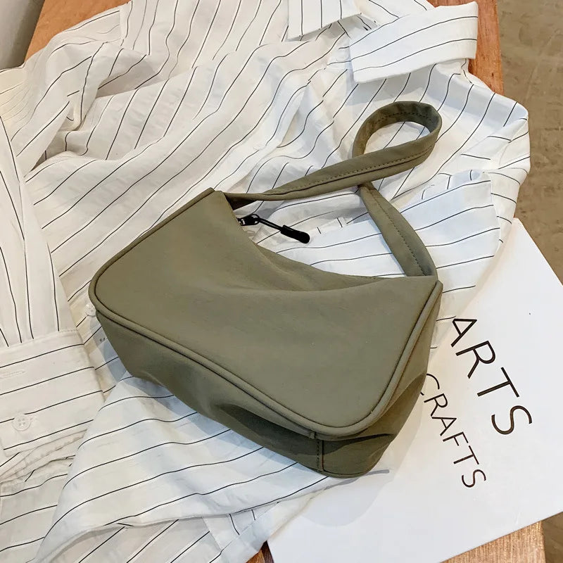 Nylon Shoulder Purse Zipper Street Commuter Clutch Small Bag Women