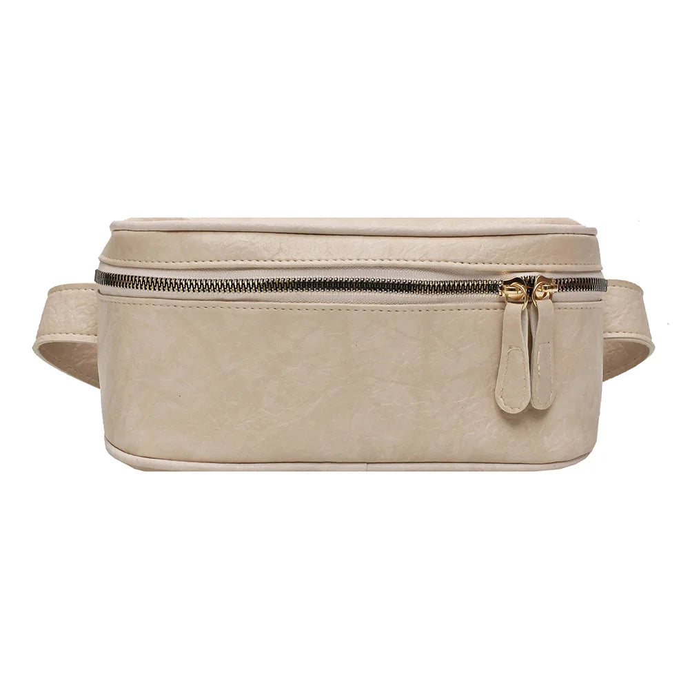 Women's PU Leather Waist Bag Zipper Fanny Phone Belt Bum Pouch