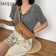 Women's PU Leather Waist Bag Zipper Fanny Phone Belt Bum Pouch