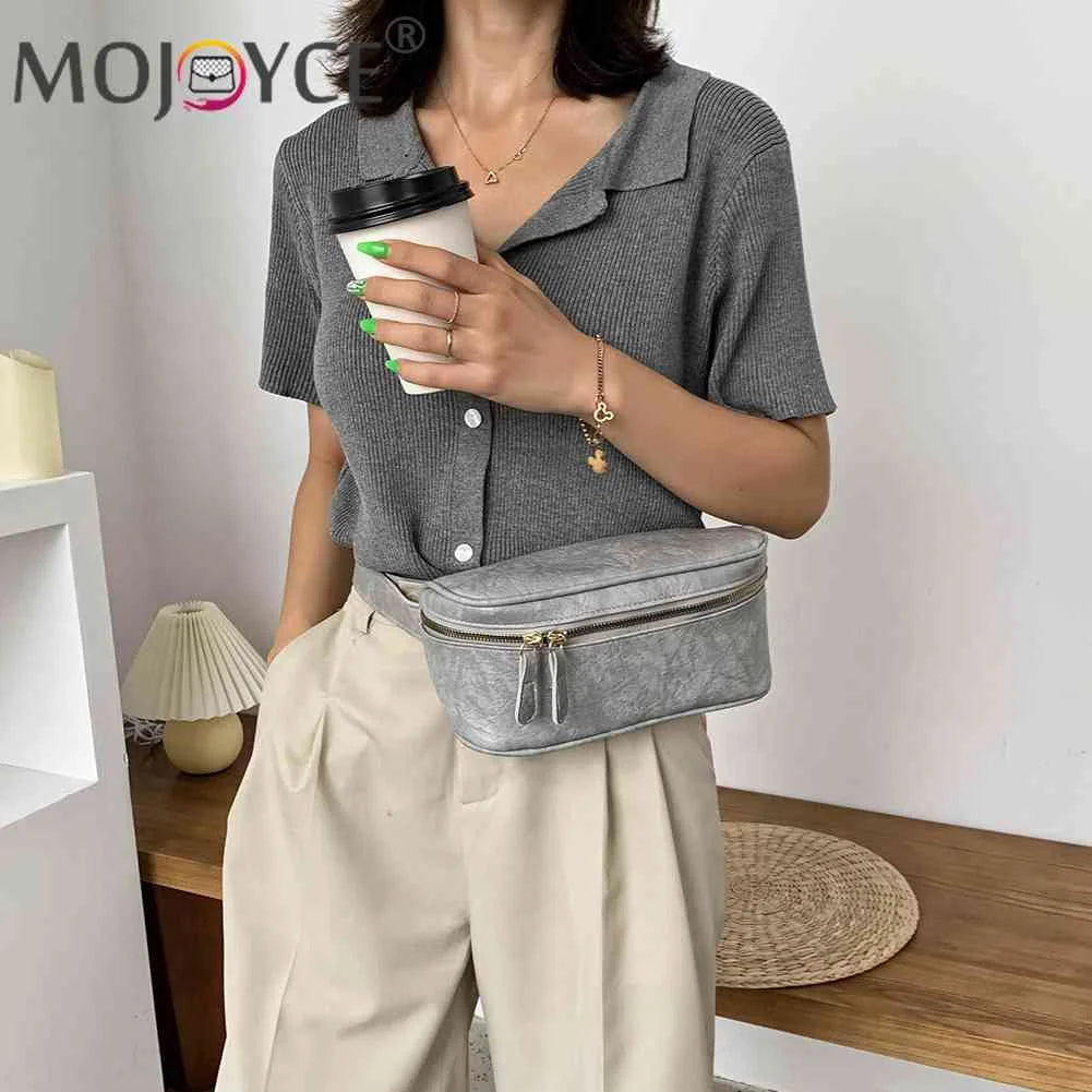 Women's PU Leather Waist Bag Zipper Fanny Phone Belt Bum Pouch