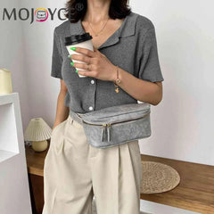 Women's PU Leather Waist Bag Zipper Fanny Phone Belt Bum Pouch