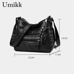 Casual Women PU Crossbody Bag with Multi-zipper Mother Top-handle Handbags