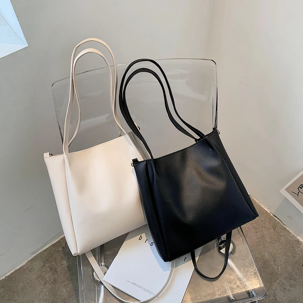 Solid Crossbody Bags Women Large Capacity Totes PU Shoulder Handbag