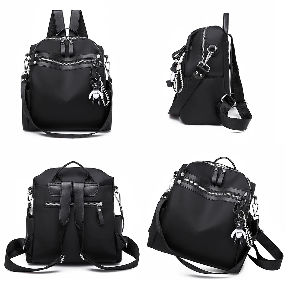 Solid Oxford Women Backpack Small Bagpack Schoolbag for Girls Multifunction