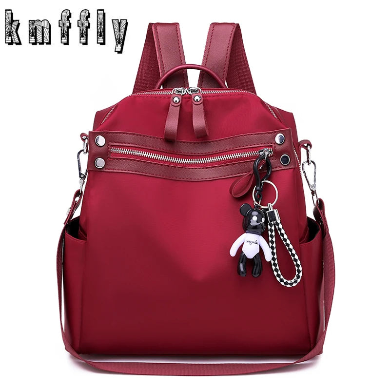 Solid Oxford Women Backpack Small Bagpack Schoolbag for Girls Multifunction