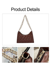 Plaid PU Leather Shoulder Bag Zipper Handbags Casual Texture Shopping Bags