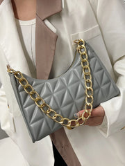 Plaid PU Leather Shoulder Bag Zipper Handbags Casual Texture Shopping Bags