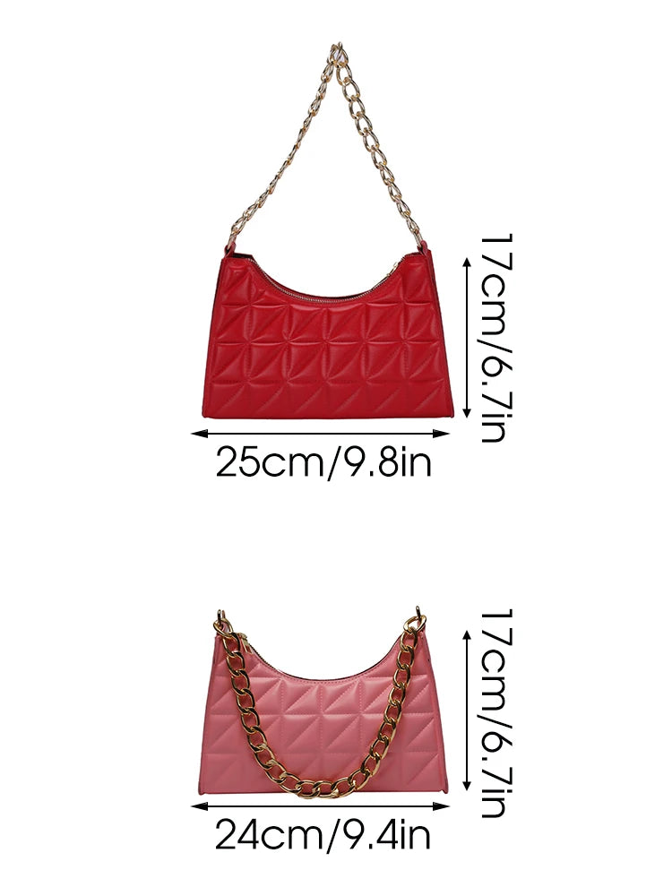 Plaid PU Leather Shoulder Bag Zipper Handbags Casual Texture Shopping Bags