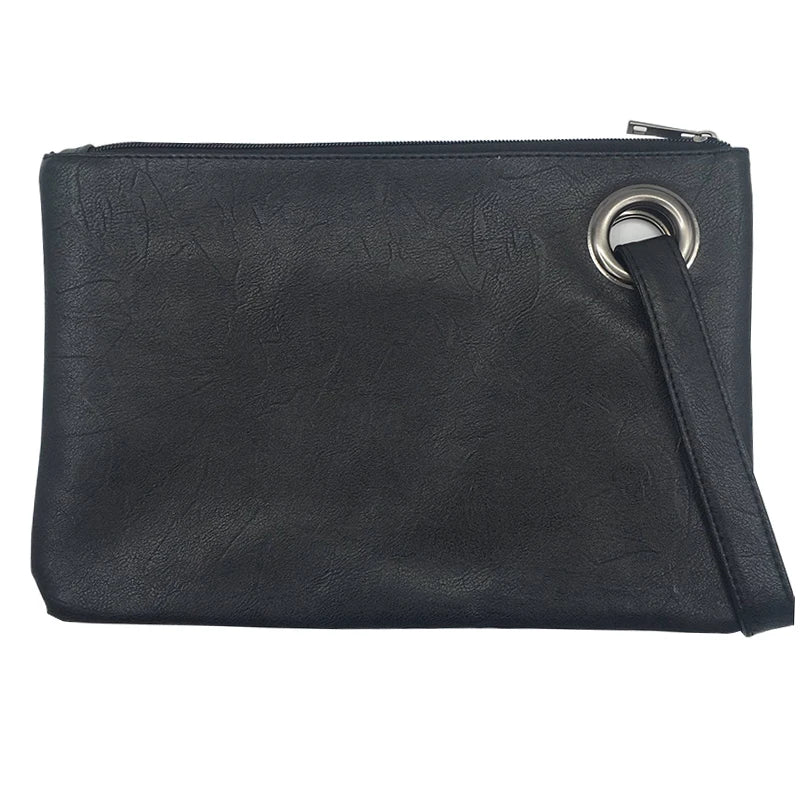 Solid Leather Envelope Clutch Bag for Women Evening Handbag