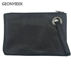 Solid Leather Envelope Clutch Bag for Women Evening Handbag