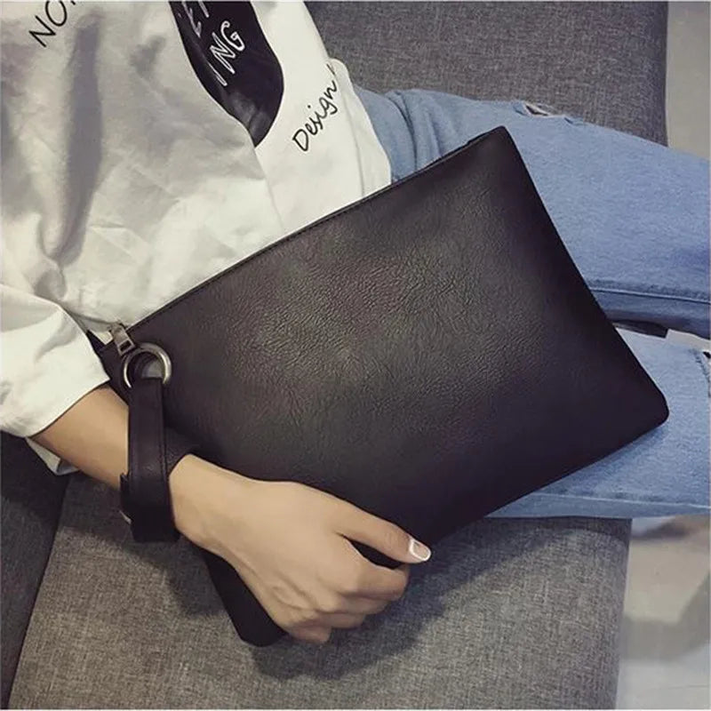 Vintage Leather Envelope Clutch Bag for Women