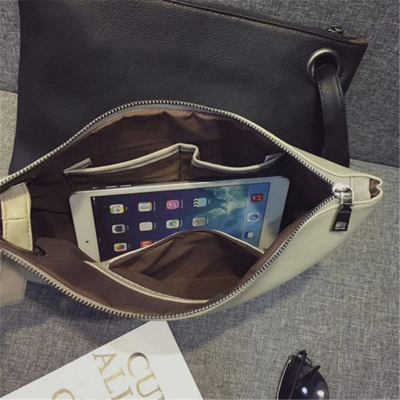 Vintage Leather Envelope Clutch Bag for Women