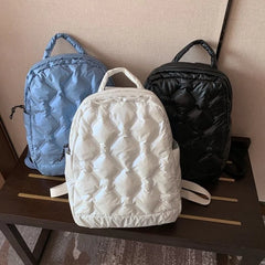 Soft Fluffy Space Cotton Backpack Unisex School Bag Winter Quilted