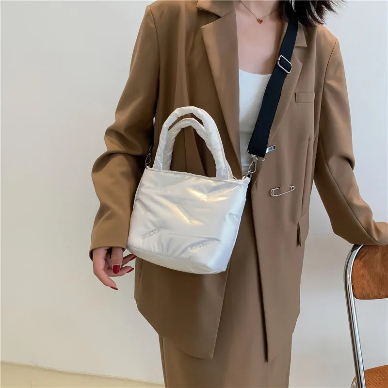 High Solid Bucket Shoulder Crossbody Bag Woman