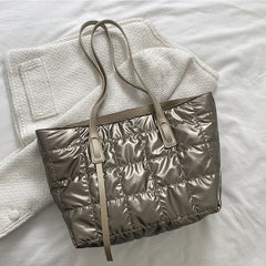 Soft Nylon Ladies Handbags Casual Tote Bags For Women Plaid Top-handle Bag