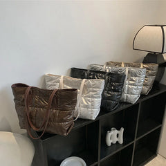 Soft Nylon Ladies Handbags Casual Tote Bags For Women Plaid Top-handle Bag