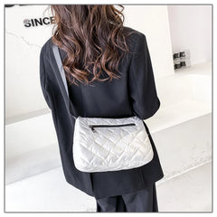 Winter Nylon Crossbody Bag Lady Quilted Padded Bags Female Fluffy Shopper Tote