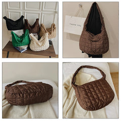 Soft Quilted Crossbody Bag Women Nylon Shoulder Shopper Bag