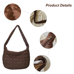 Soft Quilted Crossbody Bag Women Nylon Shoulder Shopper Bag