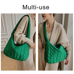 Soft Quilted Crossbody Bag Women Nylon Shoulder Shopper Bag