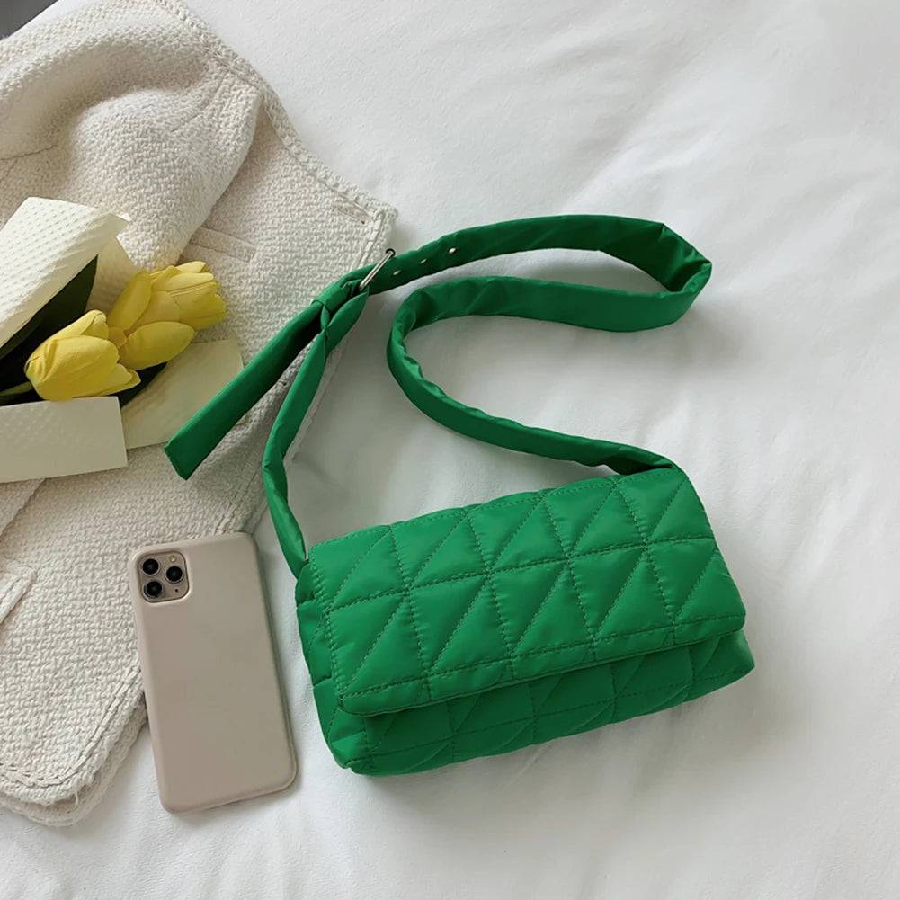 Quilted Cotton Shoulder Bags Winter Nylon Padded Shopper Crossbody Handbag