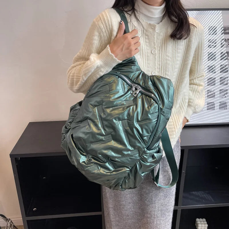 Winter Down Cotton Women Backpacks School Bags for Teenager