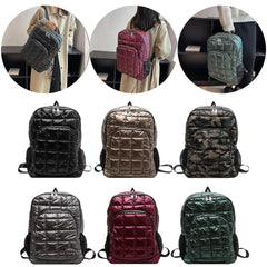 Fluffy Winter Women Backpack Padded School Bag Travel Big Purse Nylon