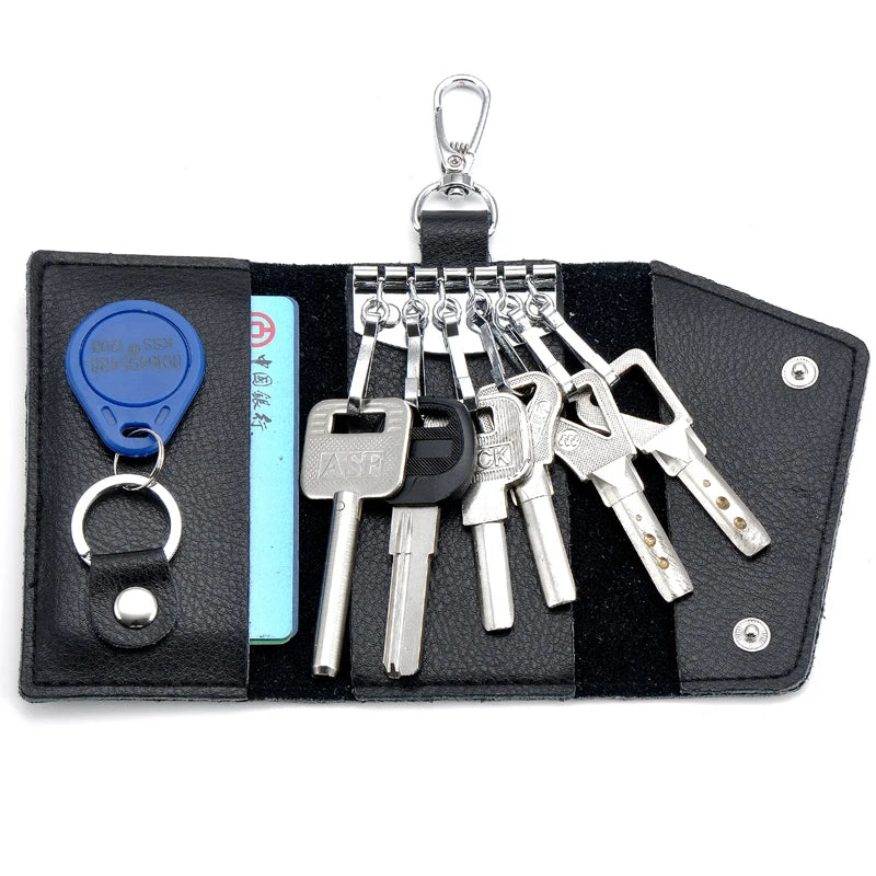 Split Cow Leather Key Holder Waist Bag Travel Organizer Pouch