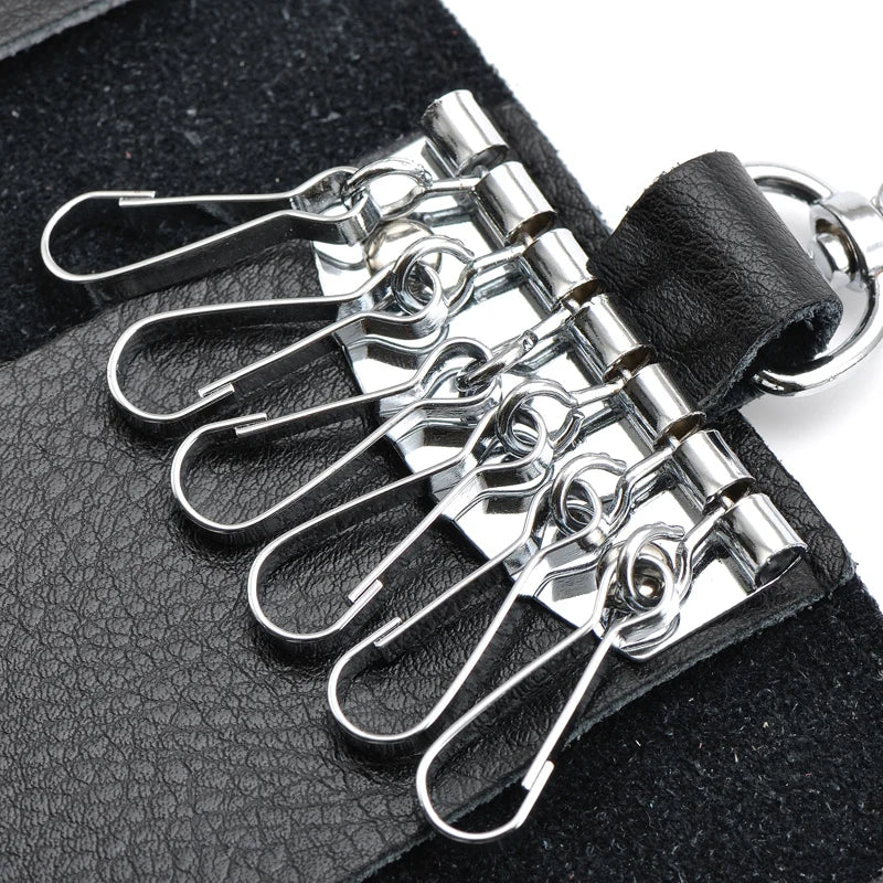 Split Cow Leather Key Holder Waist Bag Travel Organizer Pouch