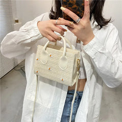 Women's Leather Woven Crossbody Bag Spring Summer Shoulder Handbag