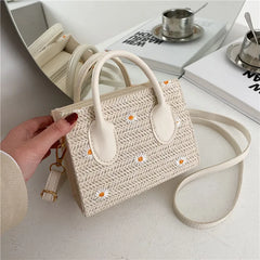 Women's Leather Woven Crossbody Bag Spring Summer Shoulder Handbag