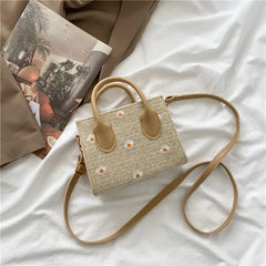 Women's Leather Woven Crossbody Bag Spring Summer Shoulder Handbag