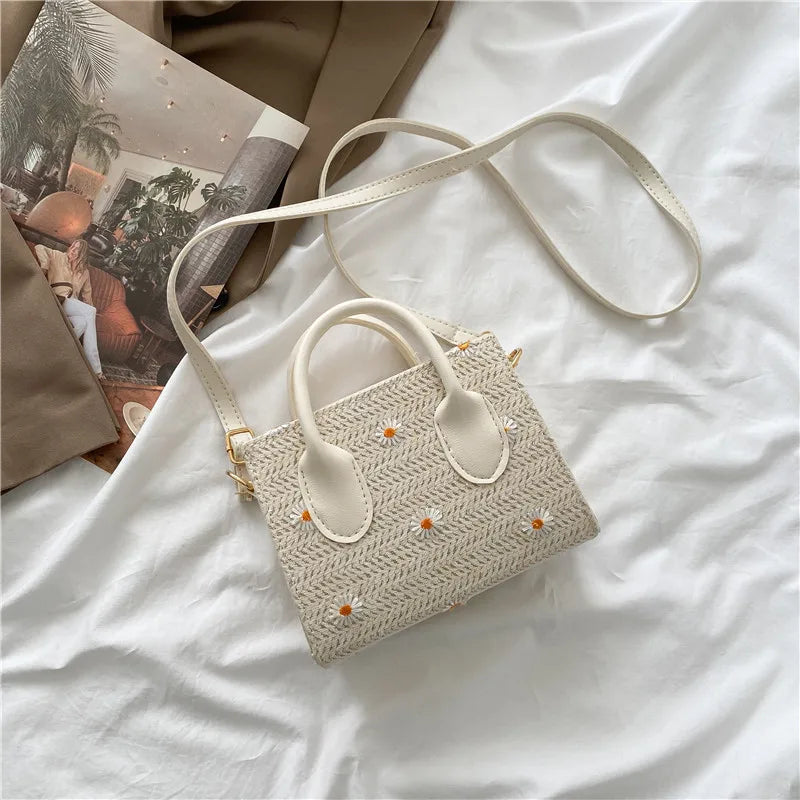 Women's Leather Woven Crossbody Bag Spring Summer Shoulder Handbag