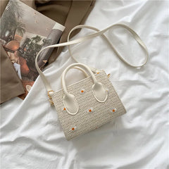 Women's Leather Woven Crossbody Bag Spring Summer Shoulder Handbag