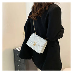 Embossed Crossbody Messenger Bag Lock Buckle Chain Shoulder PU Leather