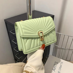 Embossed Crossbody Messenger Bag Lock Buckle Chain Shoulder PU Leather