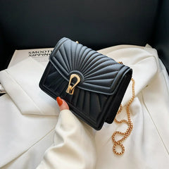Embossed Crossbody Messenger Bag Lock Buckle Chain Shoulder PU Leather